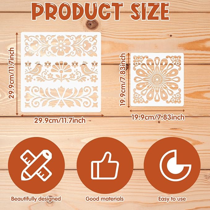 11pcs Talavera Mexican Lace Stencils in Two Sizes - Image 2