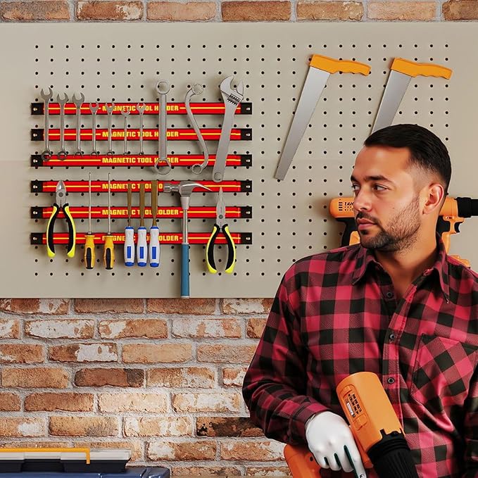 Goplus 6PCS 18" Magnetic Tool Holder, Magnetic Tool Holder Strip, Heavy Duty Magnetic Tool Bar,Space Saving Metal Tool Organizer Rack,Tool Magnet Bar for Workshop Garage, 176LBS Total Capacity