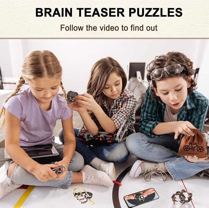 9 PCS Metal Brain Teaser Puzzles Disentanglement Puzzles Lock Puzzle Games Set - Image 4