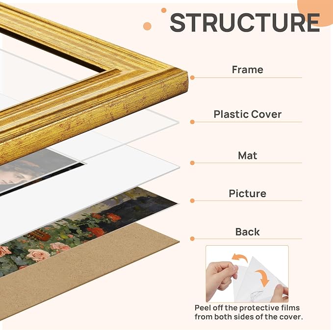 upsimples Vintage 16x20 Frames, Antique Gold Frames Display 11x14 - Image 3