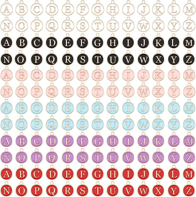 SANNIX 156 Pcs/6 Sets Letter Charms Double Sided Alphabet ABC Capital A-Z by SANNIX