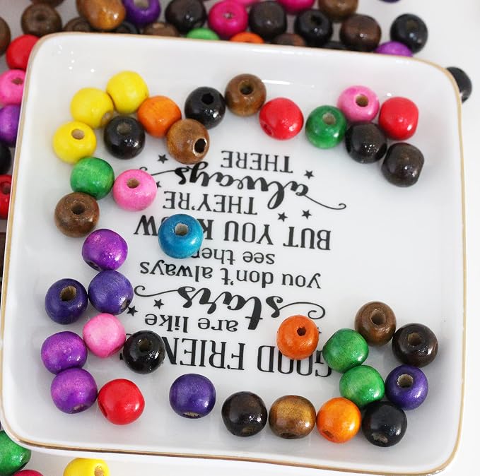 400Pcs Large Hole Wood Beads, BetterJonny Assorted Color Wooden Beads Hair - Image 7