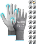 PACIFIC PPE Work Gloves PU Coated-18 Pairs, Touchscreen Working Gloves for Men and Women, Mechanic Gloves, Lightweight, Grey, Small