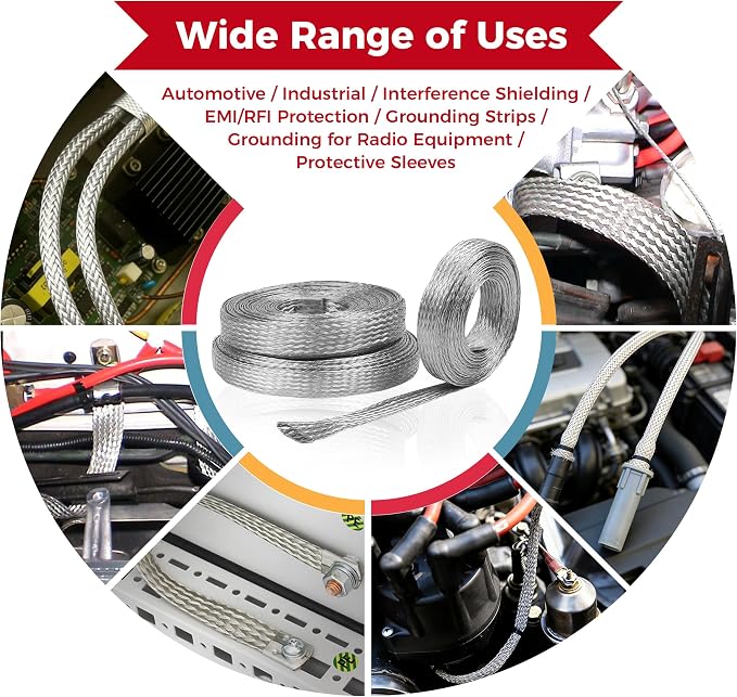 Tinned Copper Grounding Braid Straps Shielding Wire Sheathing Cable Sleeve - Image 9