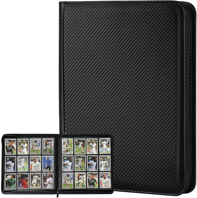 12 Pocket Ringless Side Loading Trading Card Binder, 720 Cards PU Fixed Page by GERMUN