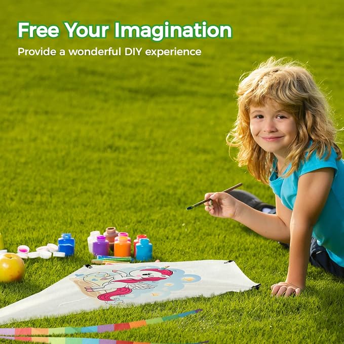 B bangcool DIY Kids Kite Kites Making Painting White Paper Blank Kites - Image 5