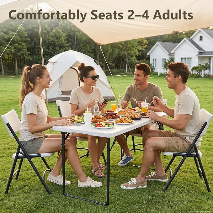 Folding Table, 4 FT Foldable Plastic Table - Image 4