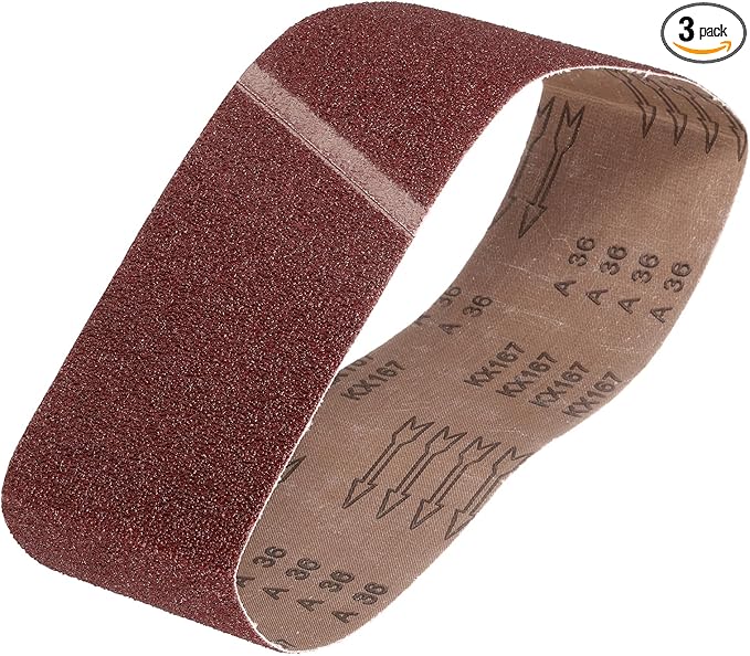 HARFINGTON 4 x 36 Inch Sanding Belts, 3 Pcs 36 Grits Aluminum Oxide Abrasive Belt Sander File Belt for Woodworking, Metal Polishing, Knife Sharpener