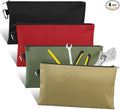 4 Pack Tool Bag, Premium Tool Pouch Zipper Bag, 12" Tool Pouch with Zipper, Multipurpose Storage Pouch with Carabiner for Tools, Stationary, Pencil Pouch, Gadgets, Cosmetics