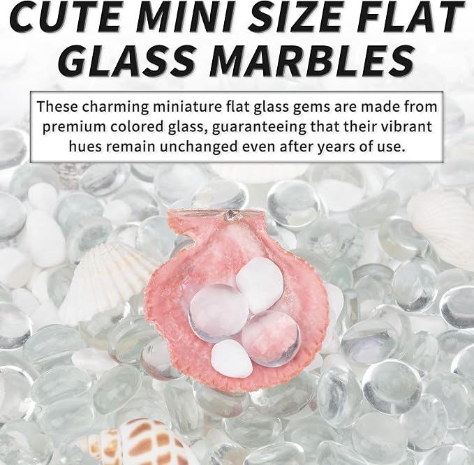 1 LB Clear Flat Glass Beads, 160-180PCS Small Glass Marbles, Mini Flat Round - Image 5