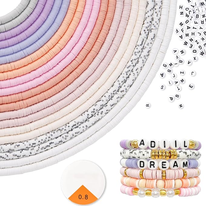 ADIIL 7200pcs Clay Beads Bracelet Making Kit, 6mm Polymer Heishi Beads by ADIIL