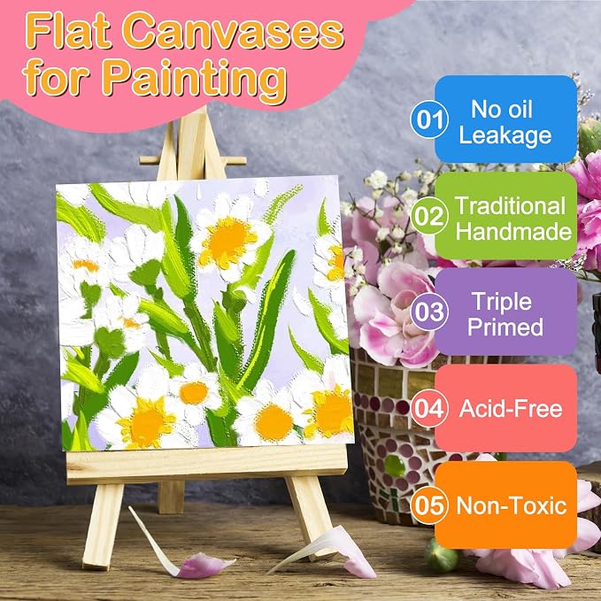 ESRICH 3x3IN Small Canvases for Painting, 32 Pack Mini Canvas Boards Cotton - Image 3