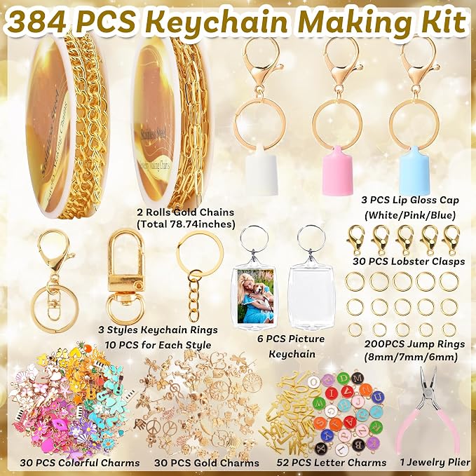 Namifin 384 Pcs Lip Gloss Keychain Making Kit - Image 2