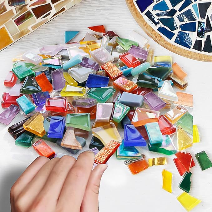 LITMIND 1.1LB Mixed Colors Irregular Stained Glass Mosaic Tiles - Image 2