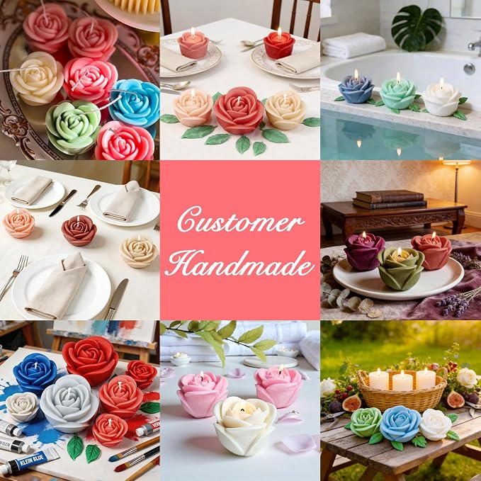 4 PCS Rose Candle Mold Silicone – Flower Shape - Image 9