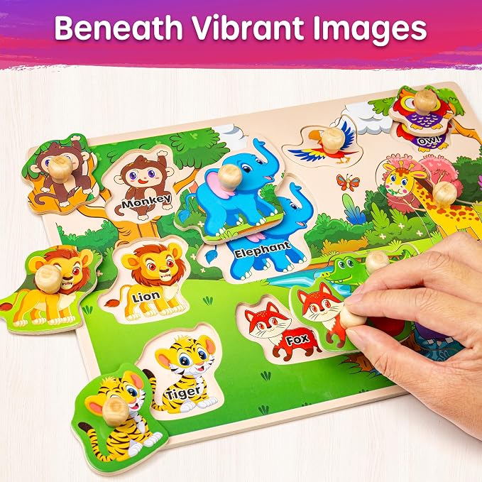 SYNARRY Wooden Puzzles for Toddlers 1-3, 6XSET Puzzles for Toddlers 2-4 - Image 3