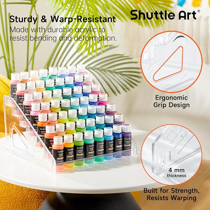 Shuttle Art Acrylic Paint Organizer, 7 Layers Clear Storage Rack, Snap On - Image 2