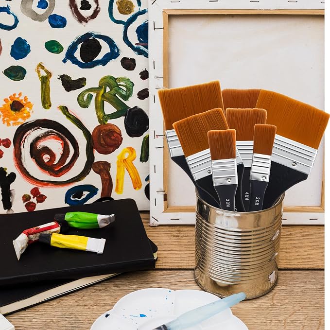 EORTA Flat Art Paint Brushes Set Assorted Size Nylon Painting Brushes - Image 2