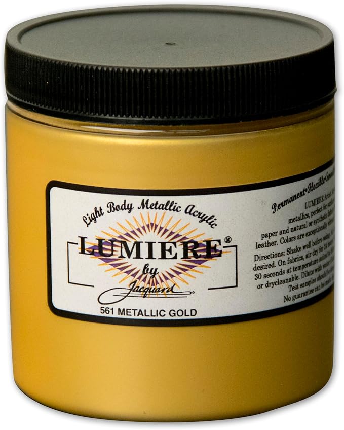 Jacquard Lumiere 8oz Fabric Paint Metallic Gold by Jacquard