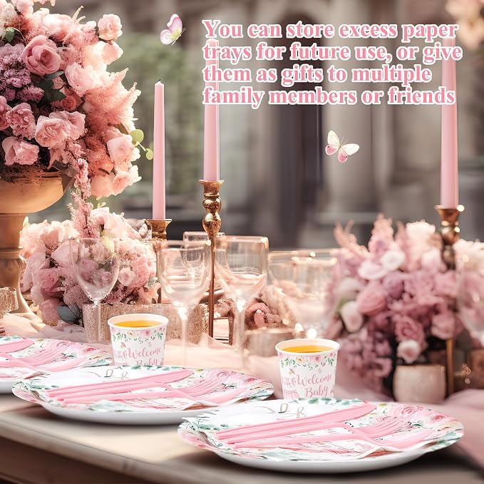 Pickmesh 400 Pcs Floral Baby Shower Party Decoration Include A Sweet Baby ls on - Image 6