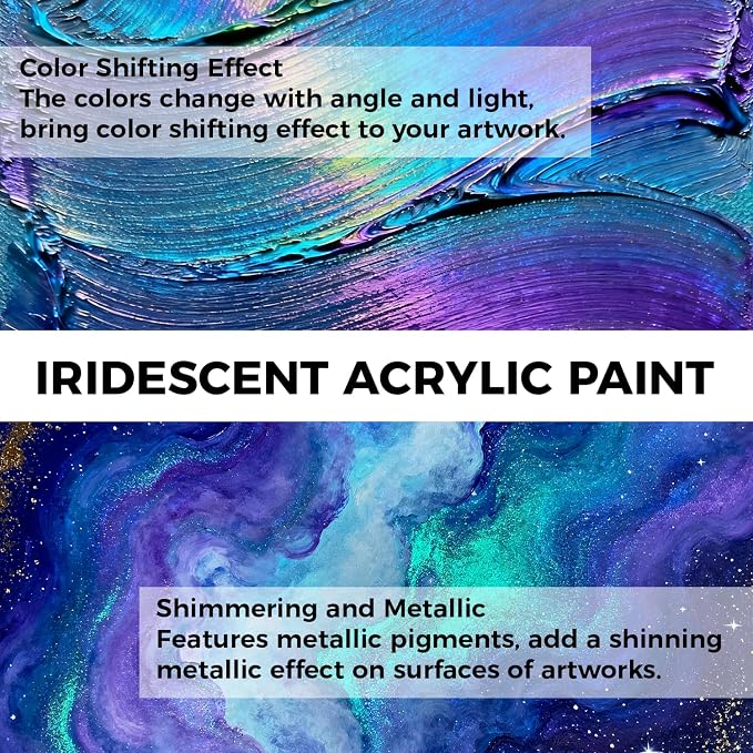 ARTME Iridescent Acrylic Paint Set, 20 Chameleon Colors in 8.45 oz/250ml Bottles - Image 5