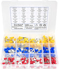 225Pcs Ring Terminals Electrical Wire Crimp Connectors Assortment Kit Yellow, Blue, Red