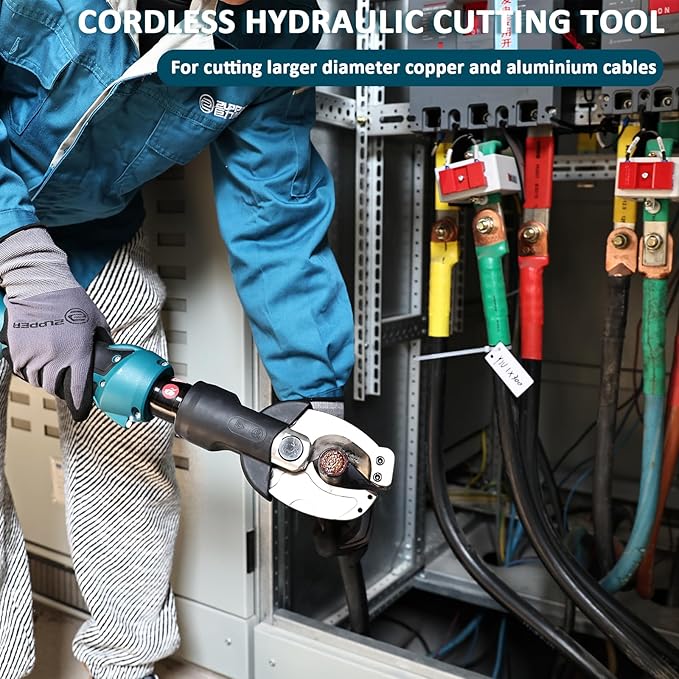 Cordless Hydraulic Cutting Tool Kits with 2pcs 18V 2Ah Battery and Durable Carrying Cases,Heavy Duty Wire Cutter for Copper/Aluminum Cable