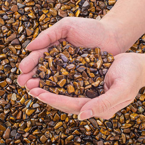 0.88 Lb Tiger Eye Aquarium Gravel Rocks Crushed Stone, Polished Natural Tumbled by EZEELAI
