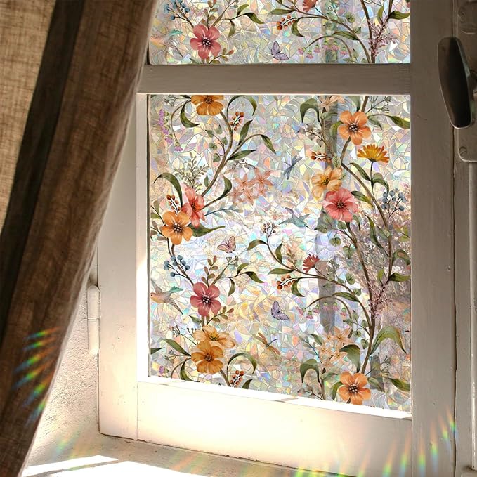 Stained Glass Window Film, Window Privacy Films, Rainbow Glass Decals Stickers by WBQMUNY