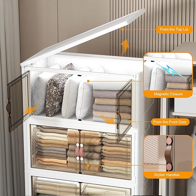 UAMFURI Stackable Storage Bins, 336QT Collapsible Drawers - Image 6