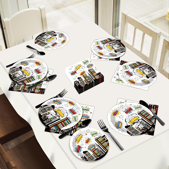 200pcs Super Party Plates Napkins Forks Hero Theme Party Tableware Set Hero - Image 6