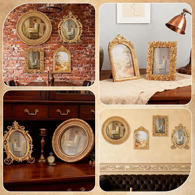 4 Pcs Gold Vintage Picture Frames - Image 5