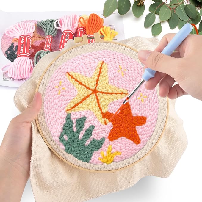 ERKOON Punch Needle Kit Adults Beginners, DIY Easy Sea Animals Embroidery Set - Image 5