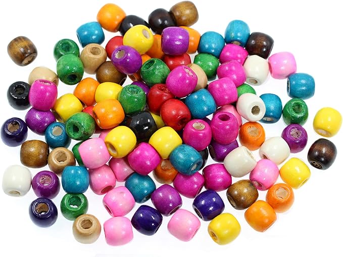 200Pcs Large Hole Wood Beads, BetterJonny Assorted Color Wooden Beads Hair - Image 7