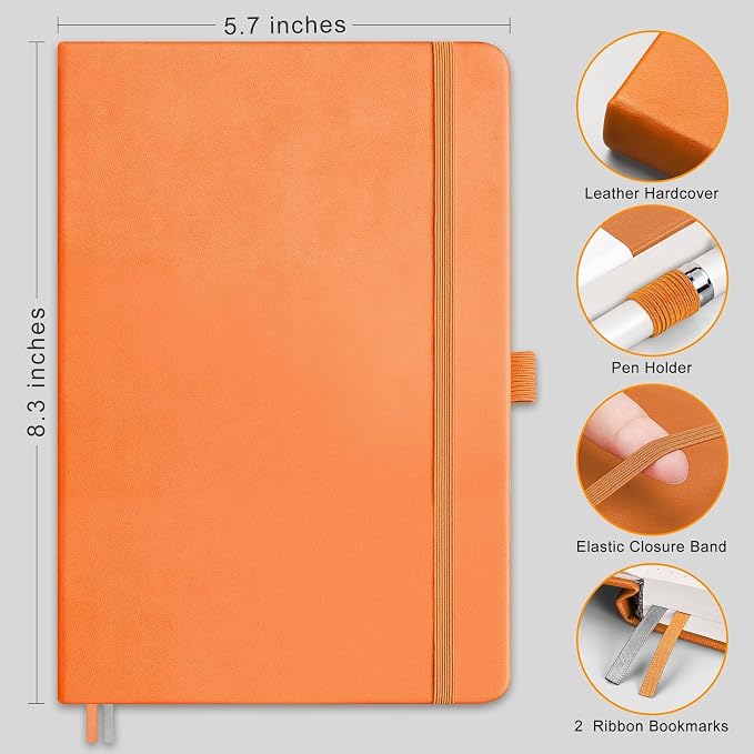 RETTACY Lined Journal Notebook, 192 Numbered Pages, A5 Size | Leather Hardcover - Image 2
