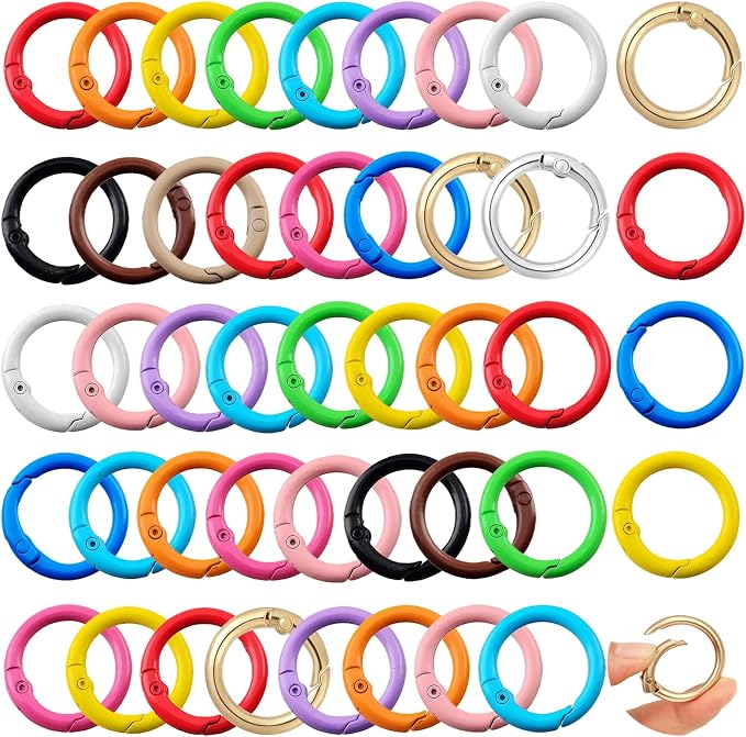 Round Carabiner Clip Bulk 48pcs 1 Inch Colorful Circle Carabiner Key Ring Clips by Cmidy