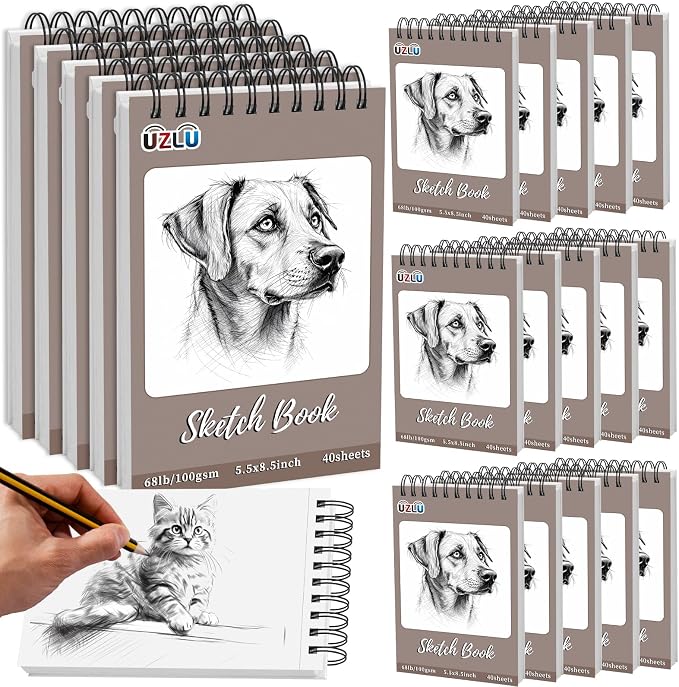 20 Pcs Sketch Books Bulk 5.5 x 8.5 In 800 Sheets Top Spiral Bound Sketch Pad by UZLUbuywithconfidence