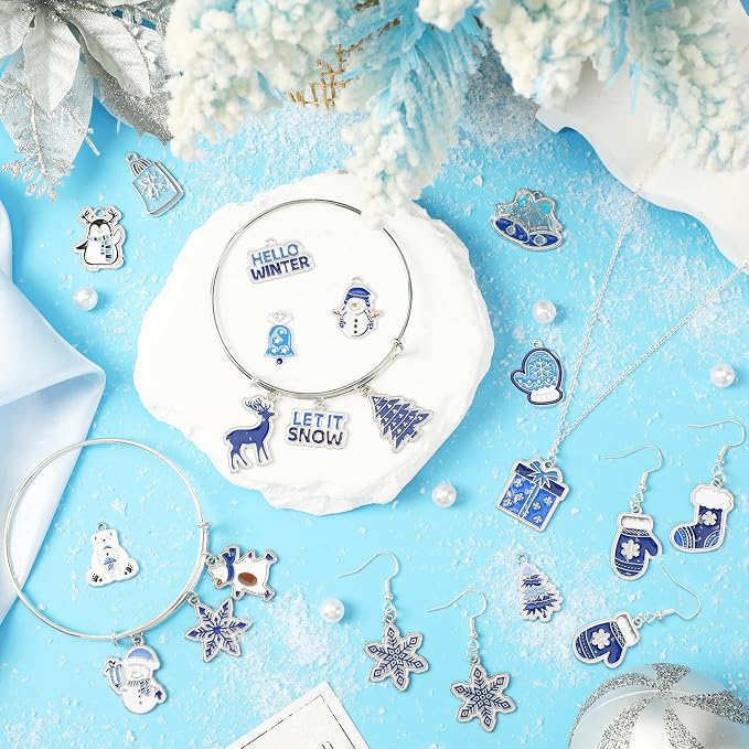 SANNIX 110Pcs/55 Pairs Christmas Winter Charms, Winter Charms - Image 3