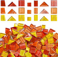 LITMIND 1.1LB Yellow-Orange Mix Striped Crystal Glass Mosaic Tiles – Assorted by LITMIND
