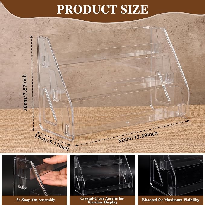 CELSOL Elevated 3 Tier Clear Acrylic Card Display Stand - Image 2