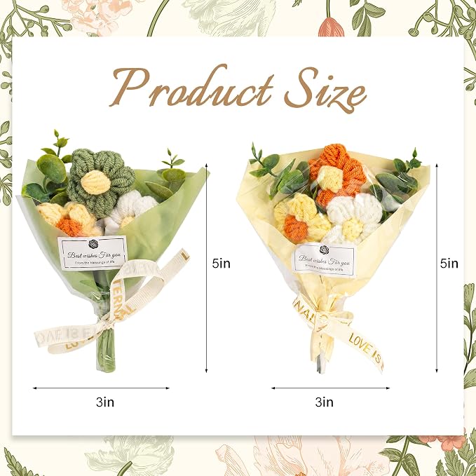 2Pack 5x7 Shadow Box Frame w. Mini Crochet Flower Bouquet, Small Shadow Box - Image 8