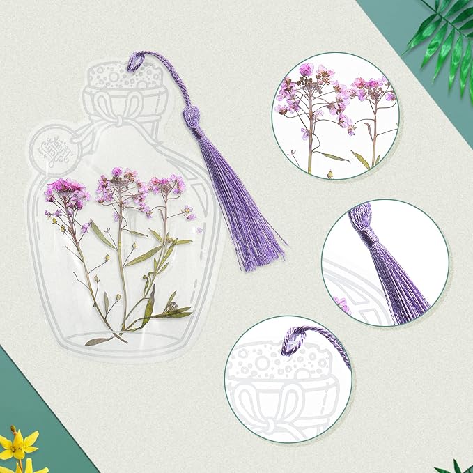 TaoBary 91 Pcs DIY Handmade Transparent Dried Flower Bookmark Set Include - Image 5