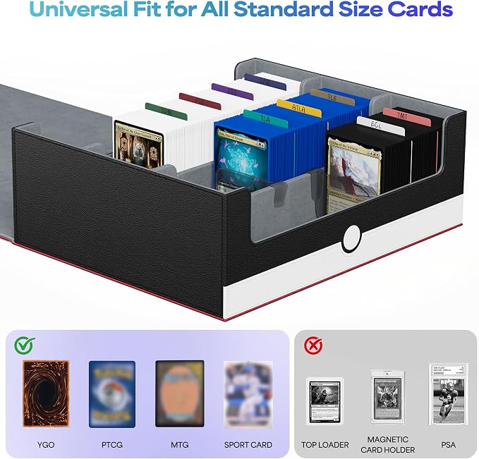 UAONO Card Storage Box for Trading Cards, 1800+ PU Leather Commander Card Deck - Image 2