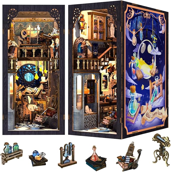 Fsolis Book Nook Kit, 3D Wooden Puzzles by FsolisDIYDollhouse