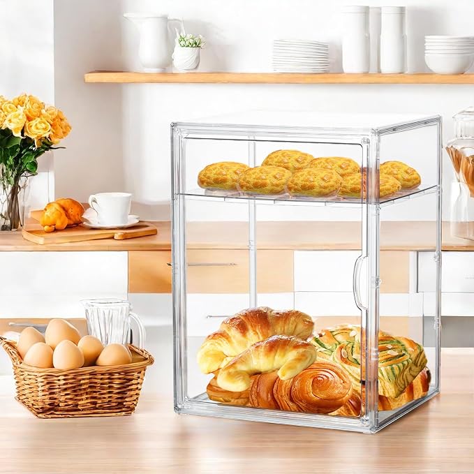 Attelite Pastry Display Case, 4 Layers Adjustable Clear Bread Box - Image 4