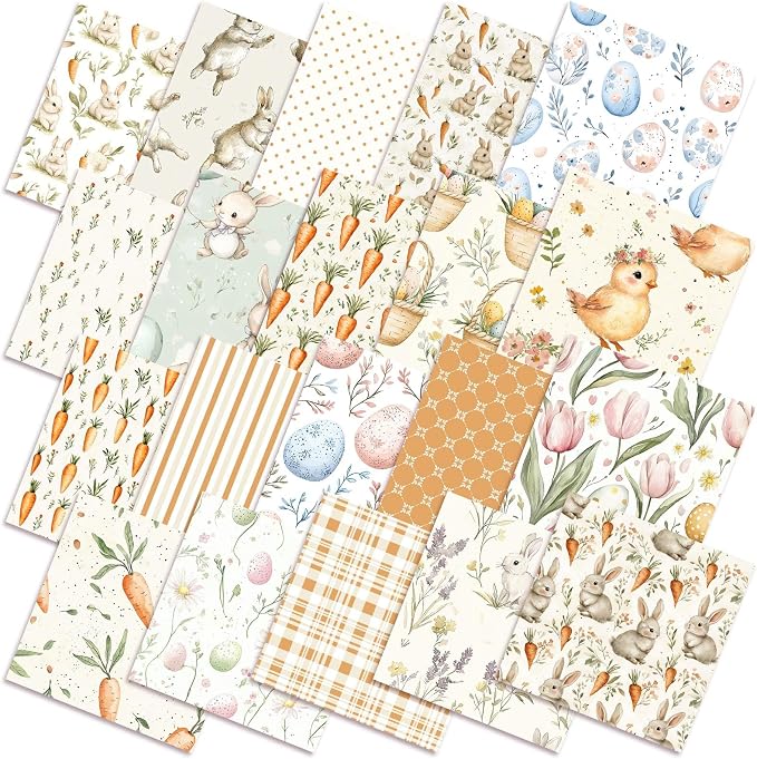 HunnmingRe 20 Pcs 10''x10'' Easter Quilting Fabric Square Bundle Watercolor by HunnmingRe