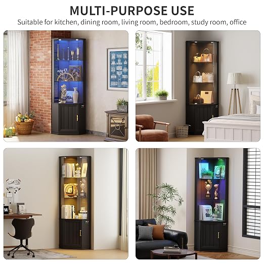 HNEBC 69" Tall Curio Display Cabinet - Image 8