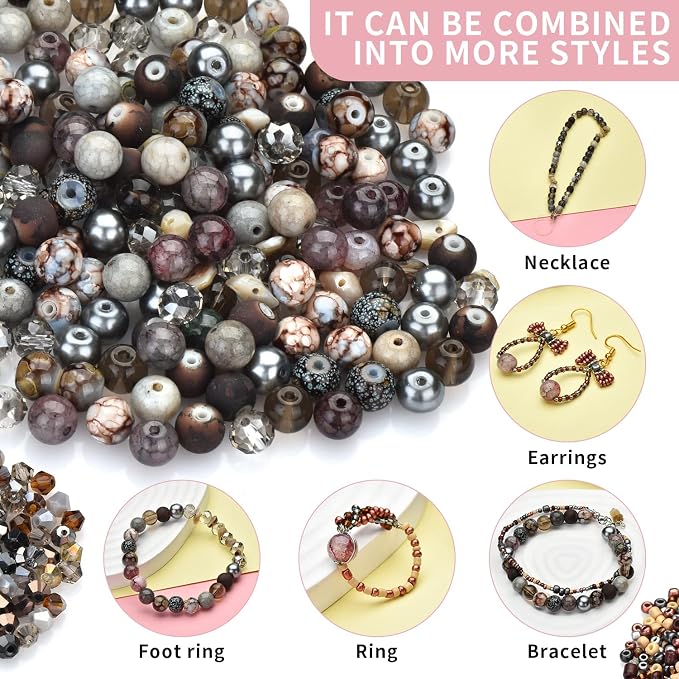 Rired 27 Craft Beads Bracelet Making Kit, Bicone Beads, Spacer Seed Beads - Image 3