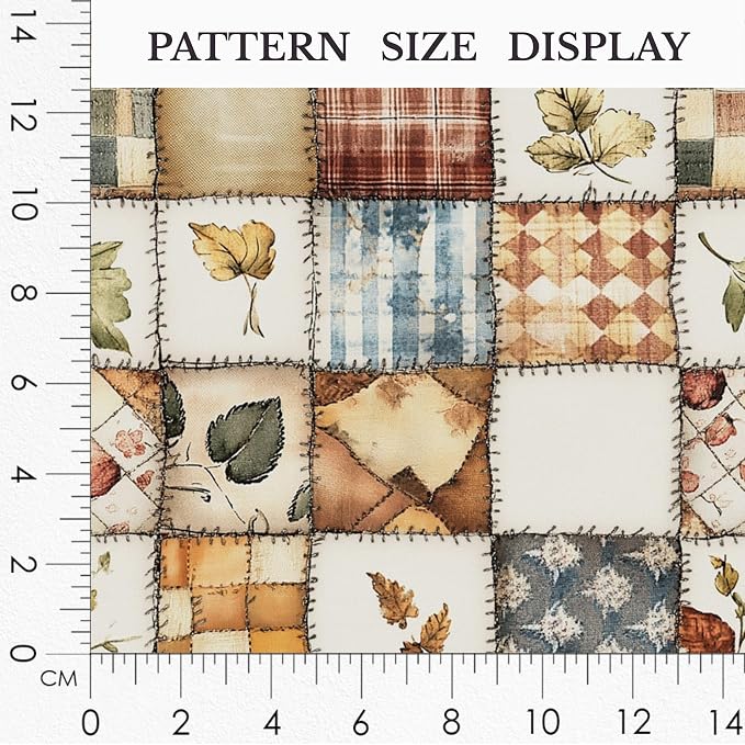 Patchwork Cotton Fabric Panel 61 x 36.6 Inches, Autumn Leaves Quilt Style - Image 3