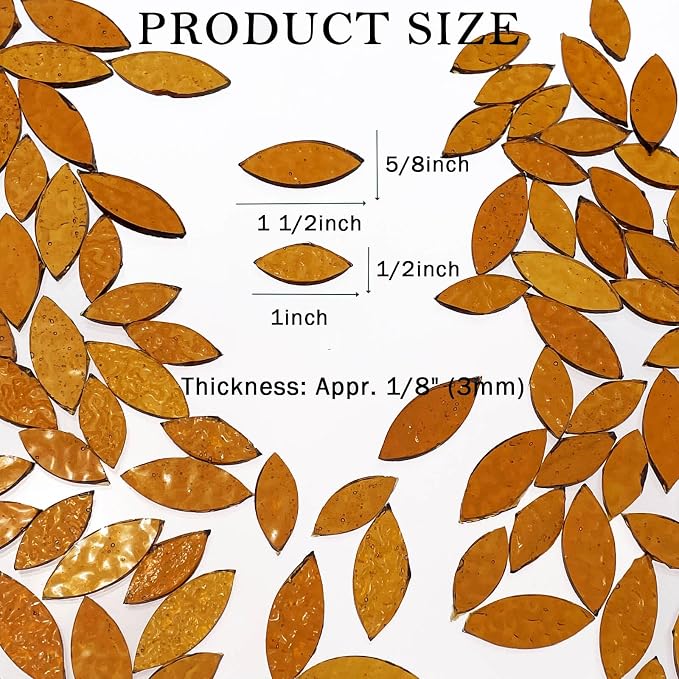LITMIND 120 Pieces Brown Textured Transparent Mosaic Glass Petals & Leaves in 2 - Image 7